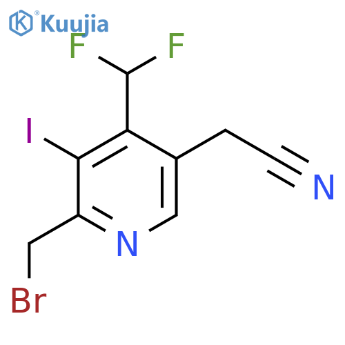 2-(Bromomethyl)-4-(difluoromethyl)-3-iodopyridine-5-acetonitrile structure