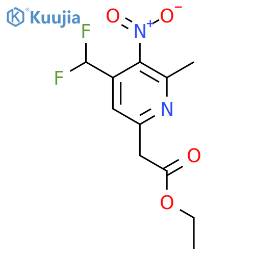 Ethyl 4-(difluoromethyl)-2-methyl-3-nitropyridine-6-acetate structure