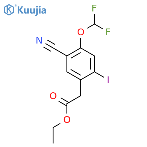 Ethyl 5-cyano-4-difluoromethoxy-2-iodophenylacetate structure