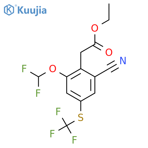 Ethyl 2-cyano-6-difluoromethoxy-4-(trifluoromethylthio)phenylacetate structure