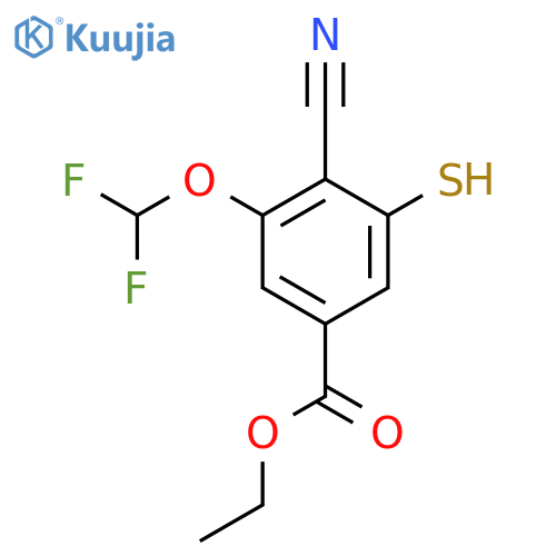 Ethyl 4-cyano-3-difluoromethoxy-5-mercaptobenzoate structure