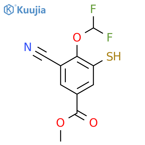 Methyl 3-cyano-4-difluoromethoxy-5-mercaptobenzoate structure
