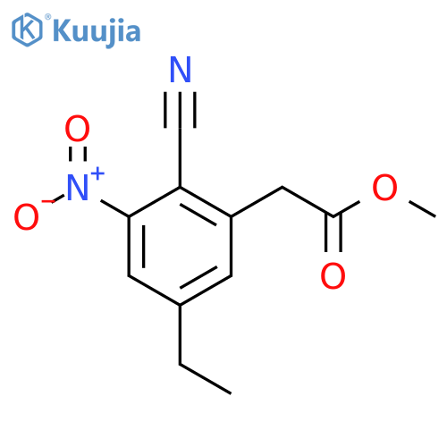 Methyl 2-cyano-5-ethyl-3-nitrophenylacetate structure