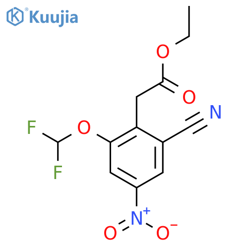 Ethyl 2-cyano-6-difluoromethoxy-4-nitrophenylacetate structure