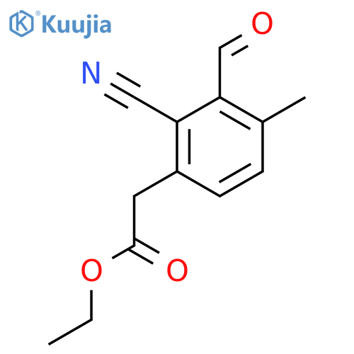Ethyl 2-cyano-3-formyl-4-methylphenylacetate structure