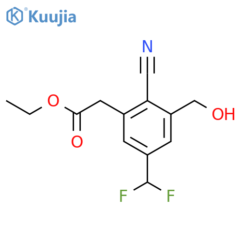 Ethyl 2-cyano-5-difluoromethyl-3-(hydroxymethyl)phenylacetate structure
