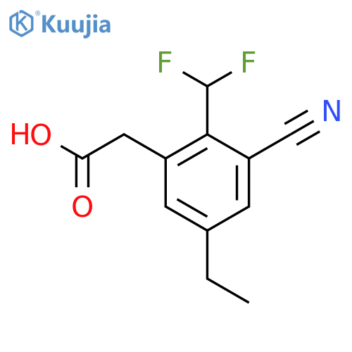 3-Cyano-2-difluoromethyl-5-ethylphenylacetic acid structure