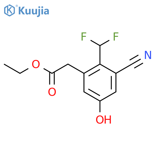 Ethyl 3-cyano-2-difluoromethyl-5-hydroxyphenylacetate structure