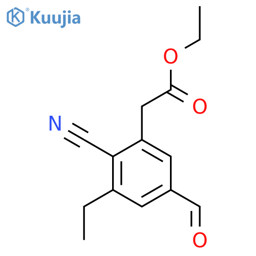 Ethyl 2-cyano-3-ethyl-5-formylphenylacetate structure