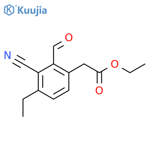 Ethyl 3-cyano-4-ethyl-2-formylphenylacetate structure