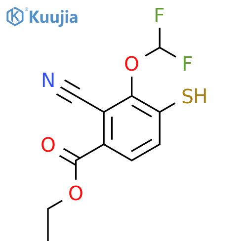Ethyl 2-cyano-3-difluoromethoxy-4-mercaptobenzoate structure