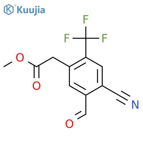 Methyl 4-cyano-5-formyl-2-(trifluoromethyl)phenylacetate structure