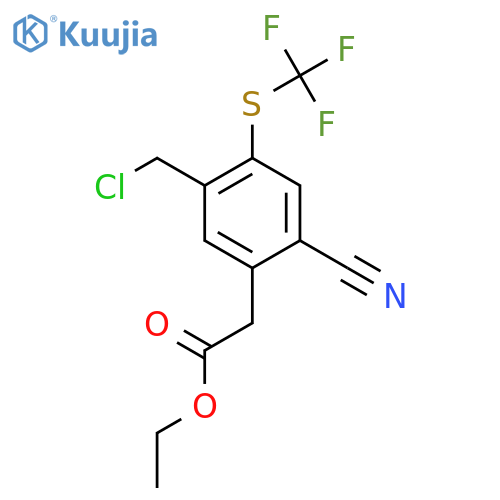 Ethyl 5-chloromethyl-2-cyano-4-(trifluoromethylthio)phenylacetate structure