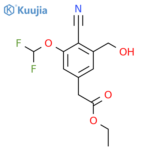 Ethyl 4-cyano-3-difluoromethoxy-5-(hydroxymethyl)phenylacetate structure