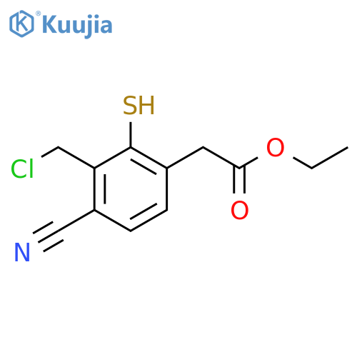 Ethyl 3-chloromethyl-4-cyano-2-mercaptophenylacetate structure
