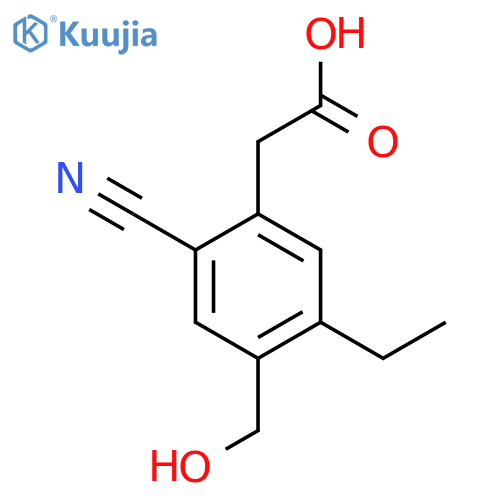 2-Cyano-5-ethyl-4-(hydroxymethyl)phenylacetic acid structure