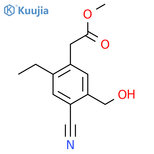 Methyl 4-cyano-2-ethyl-5-(hydroxymethyl)phenylacetate structure