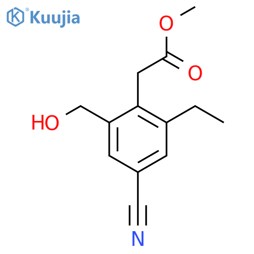 Methyl 4-cyano-2-ethyl-6-(hydroxymethyl)phenylacetate structure