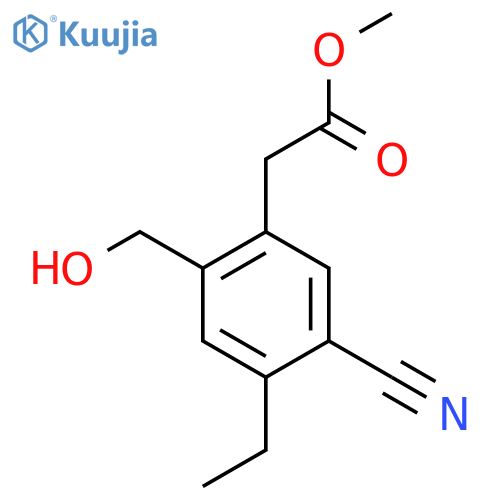 Methyl 5-cyano-4-ethyl-2-(hydroxymethyl)phenylacetate structure