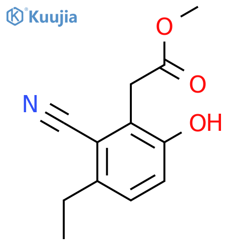 Methyl 2-cyano-3-ethyl-6-hydroxyphenylacetate structure