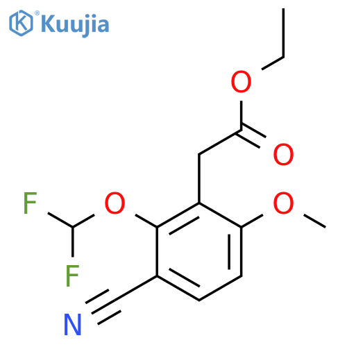 Ethyl 3-cyano-2-difluoromethoxy-6-methoxyphenylacetate structure
