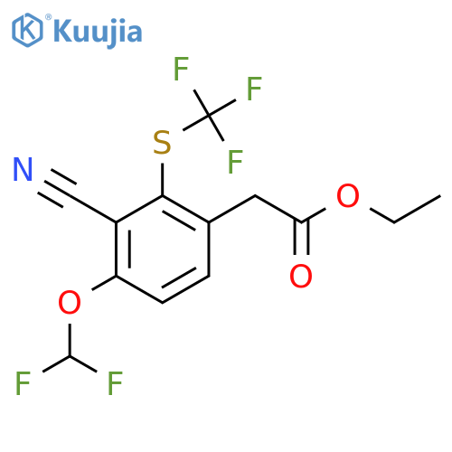 Ethyl 3-cyano-4-difluoromethoxy-2-(trifluoromethylthio)phenylacetate structure