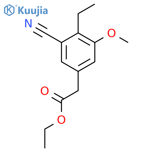 Ethyl 3-cyano-4-ethyl-5-methoxyphenylacetate structure