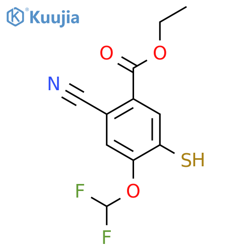 Ethyl 2-cyano-4-difluoromethoxy-5-mercaptobenzoate structure