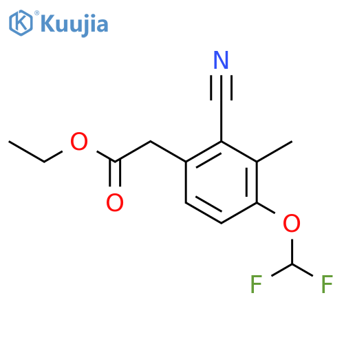 Ethyl 2-cyano-4-difluoromethoxy-3-methylphenylacetate structure