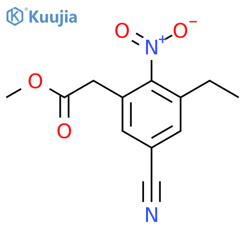 Methyl 5-cyano-3-ethyl-2-nitrophenylacetate structure