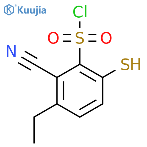 2-Cyano-3-ethyl-6-mercaptobenzenesulfonyl chloride structure