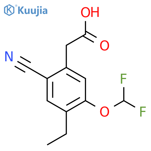 2-Cyano-5-difluoromethoxy-4-ethylphenylacetic acid structure
