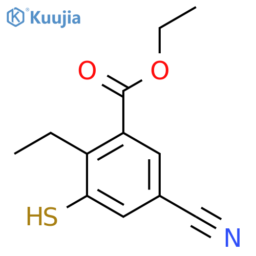 Ethyl 5-cyano-2-ethyl-3-mercaptobenzoate structure