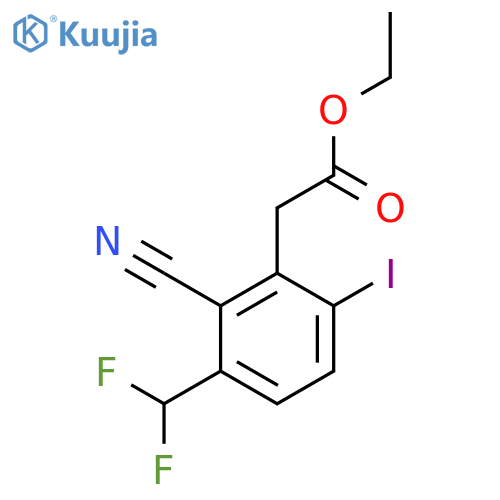 Ethyl 2-cyano-3-difluoromethyl-6-iodophenylacetate structure