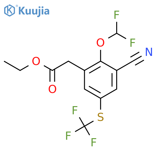 Ethyl 3-cyano-2-difluoromethoxy-5-(trifluoromethylthio)phenylacetate structure