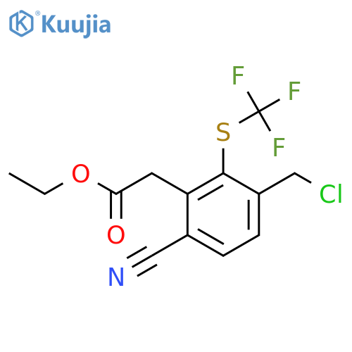 Ethyl 3-chloromethyl-6-cyano-2-(trifluoromethylthio)phenylacetate structure