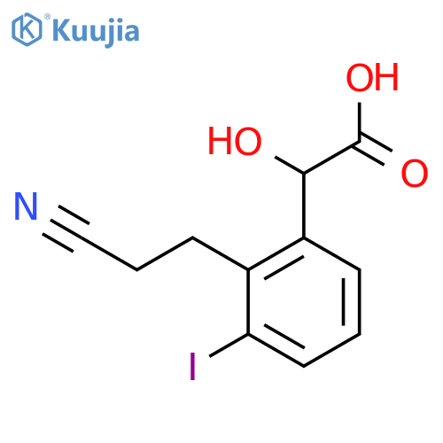 2-(2-Cyanoethyl)-3-iodomandelic acid structure