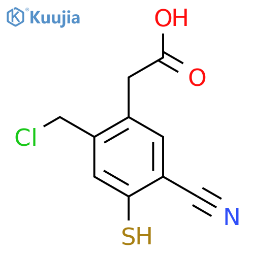 2-Chloromethyl-5-cyano-4-mercaptophenylacetic acid structure