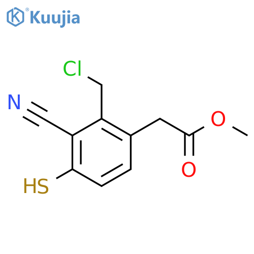 Methyl 2-chloromethyl-3-cyano-4-mercaptophenylacetate structure
