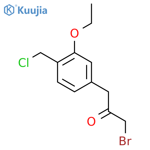 1-Bromo-3-(4-(chloromethyl)-3-ethoxyphenyl)propan-2-one structure