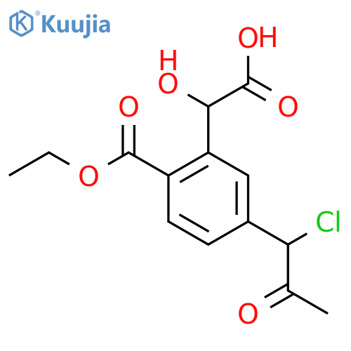 Ethyl 2-(carboxy(hydroxy)methyl)-4-(1-chloro-2-oxopropyl)benzoate structure
