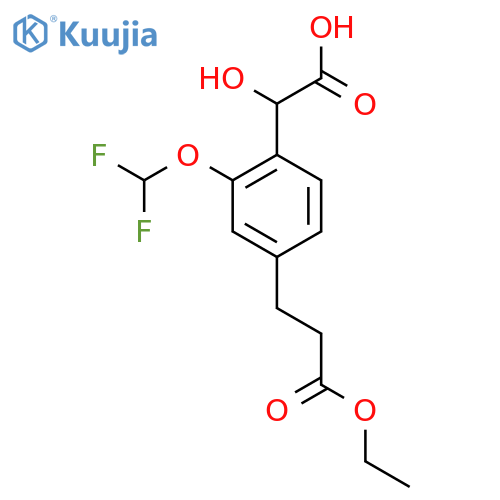 2-(Difluoromethoxy)-4-(3-ethoxy-3-oxopropyl)mandelic acid structure