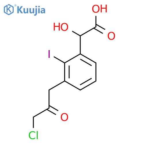3-(3-Chloro-2-oxopropyl)-2-iodomandelic acid structure