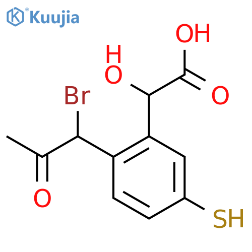 2-(1-Bromo-2-oxopropyl)-5-mercaptomandelic acid structure