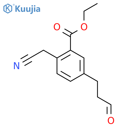 Ethyl 2-(cyanomethyl)-5-(3-oxopropyl)benzoate structure
