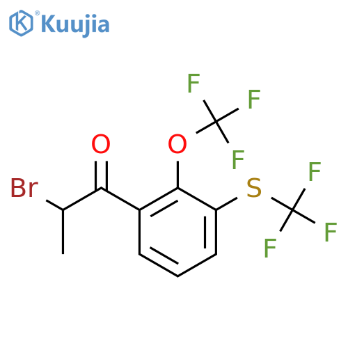 2-Bromo-1-(2-(trifluoromethoxy)-3-(trifluoromethylthio)phenyl)propan-1-one structure