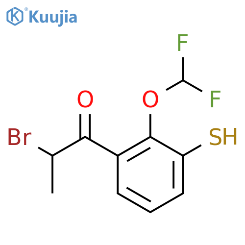 2-Bromo-1-(2-(difluoromethoxy)-3-mercaptophenyl)propan-1-one structure