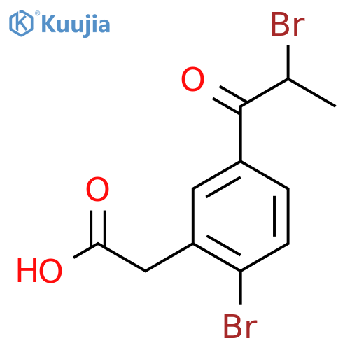 2-Bromo-5-(2-bromopropanoyl)phenylacetic acid structure