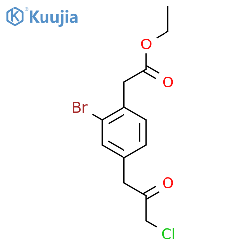 Ethyl 2-bromo-4-(3-chloro-2-oxopropyl)phenylacetate structure