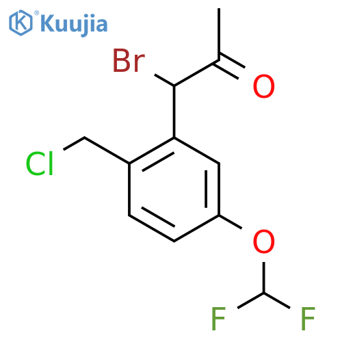 1-Bromo-1-(2-(chloromethyl)-5-(difluoromethoxy)phenyl)propan-2-one structure